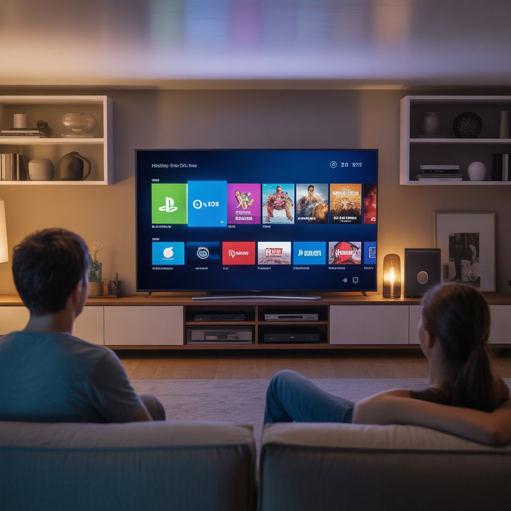 Familia disfrutando IPTV Premium en Smart TV